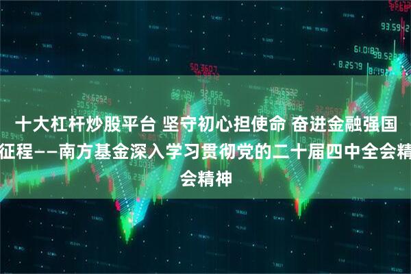 十大杠杆炒股平台 坚守初心担使命 奋进金融强国新征程——南方基金深入学习贯彻党的二十届四中全会精神